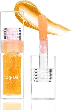 LOPHE Magic Color-changing Lip Oil, Hydrating Plumping Lip Oil, Colour Changing Glitter Lip Gloss, Long Lasting Moisturizing Non-sticky, Fruit Flavoured Lip Oil, High Shine, 7ml Sweet Orange