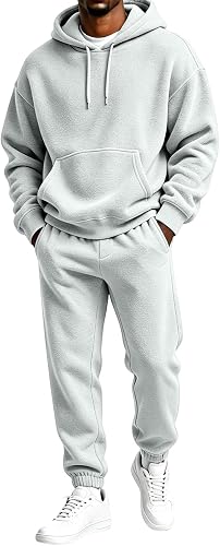 ASUIU Track Suits for Men Set Activewear with Hoodies Sweatpants Winter Outfit F