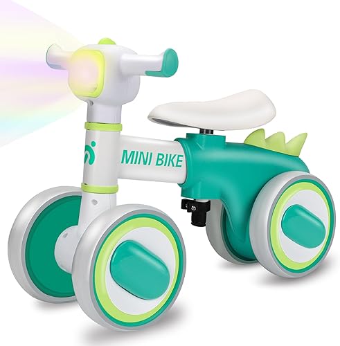 Bicicleta de equilibrio para bebé, mini juguetes de paseo para niños de 1, 2, 3 años, bicicleta de aprendizaje para caminar con 4 ruedas con luz