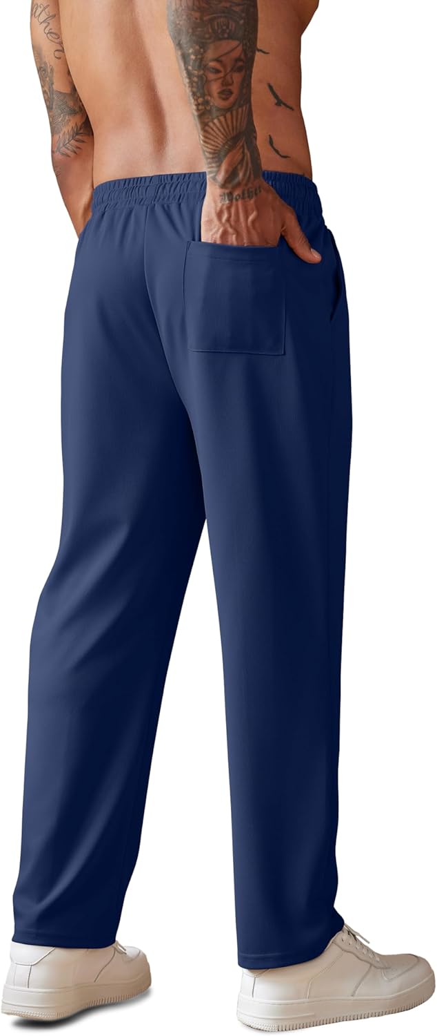 COOFANDY Men's Knit Sweatpants Lightweight Open Bottom Casual Pants Drawstring Jogger Yoga Pants with Pockets - Image 2