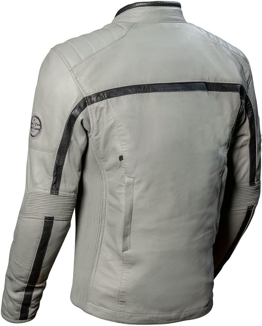 Difi Houston Motorrad Lederjacke, hellgrau/schwarz, 54