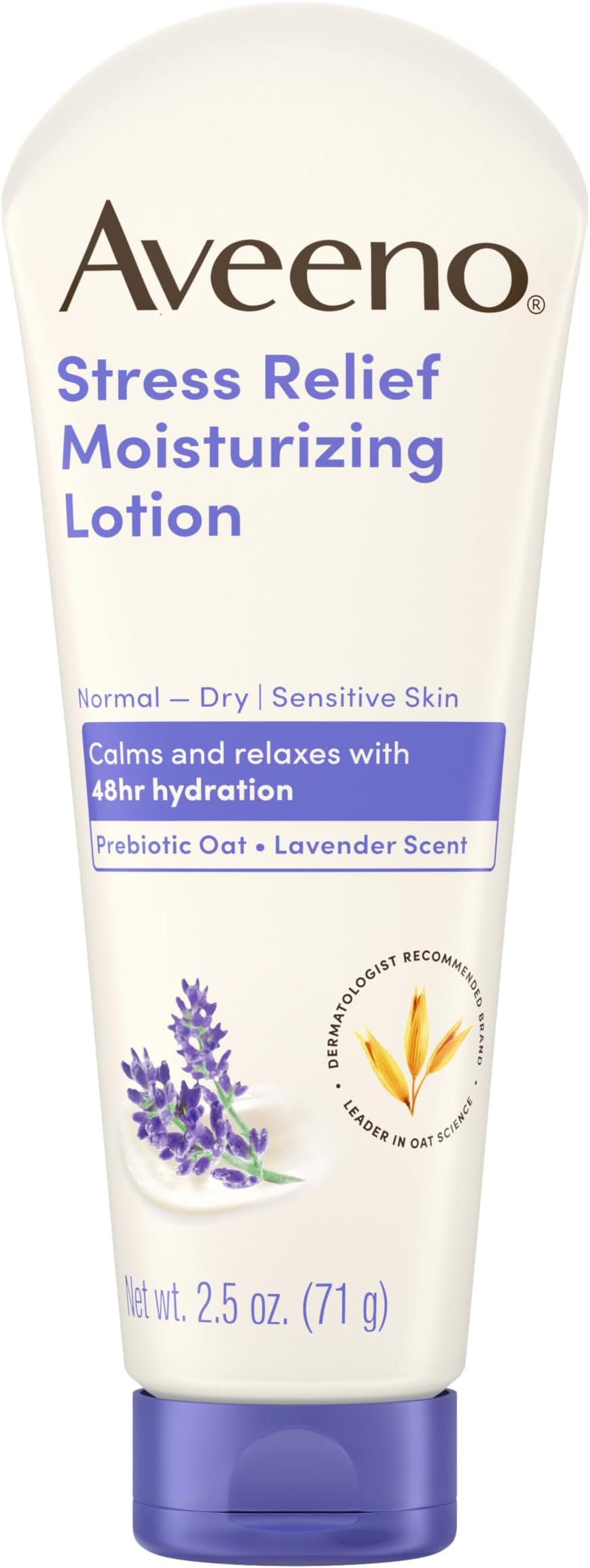 Stress Relief Moisturizing Body Lotion with Lavender Scent & Prebiotic Oat to Calm & Relax, Non-Greasy, TSA-Approved Travel Size, 2.5 fl. oz