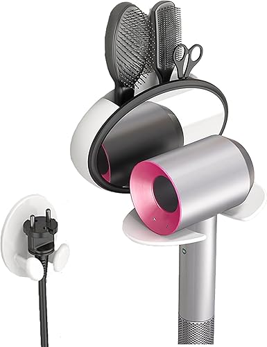 Soporte plegable para secador de pelo, soporte de pared, secador de pelo con espejo, almacenamiento adhesivo para secador de pelo, organizador de