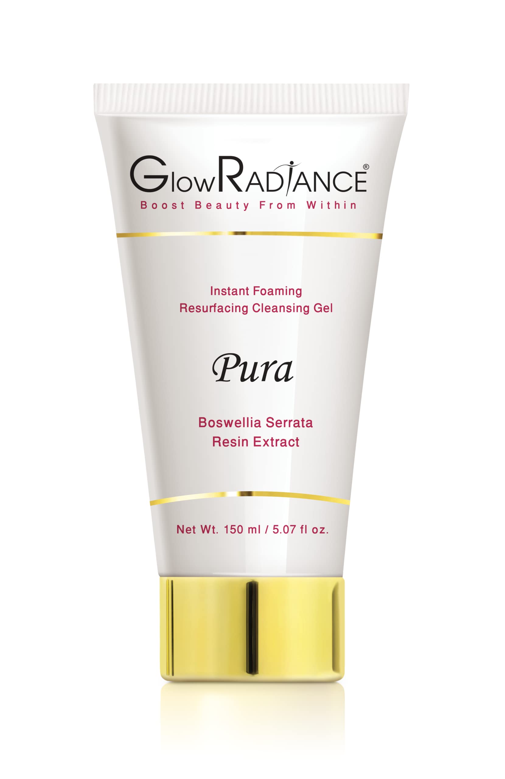 GlowRADiANCE Pura Cleansing Gel 150ml | For A Brighter Appearance | Boswellia Serrata Resin Extract & Super Gentle | All Skin Types | 5.07 Fl Oz
