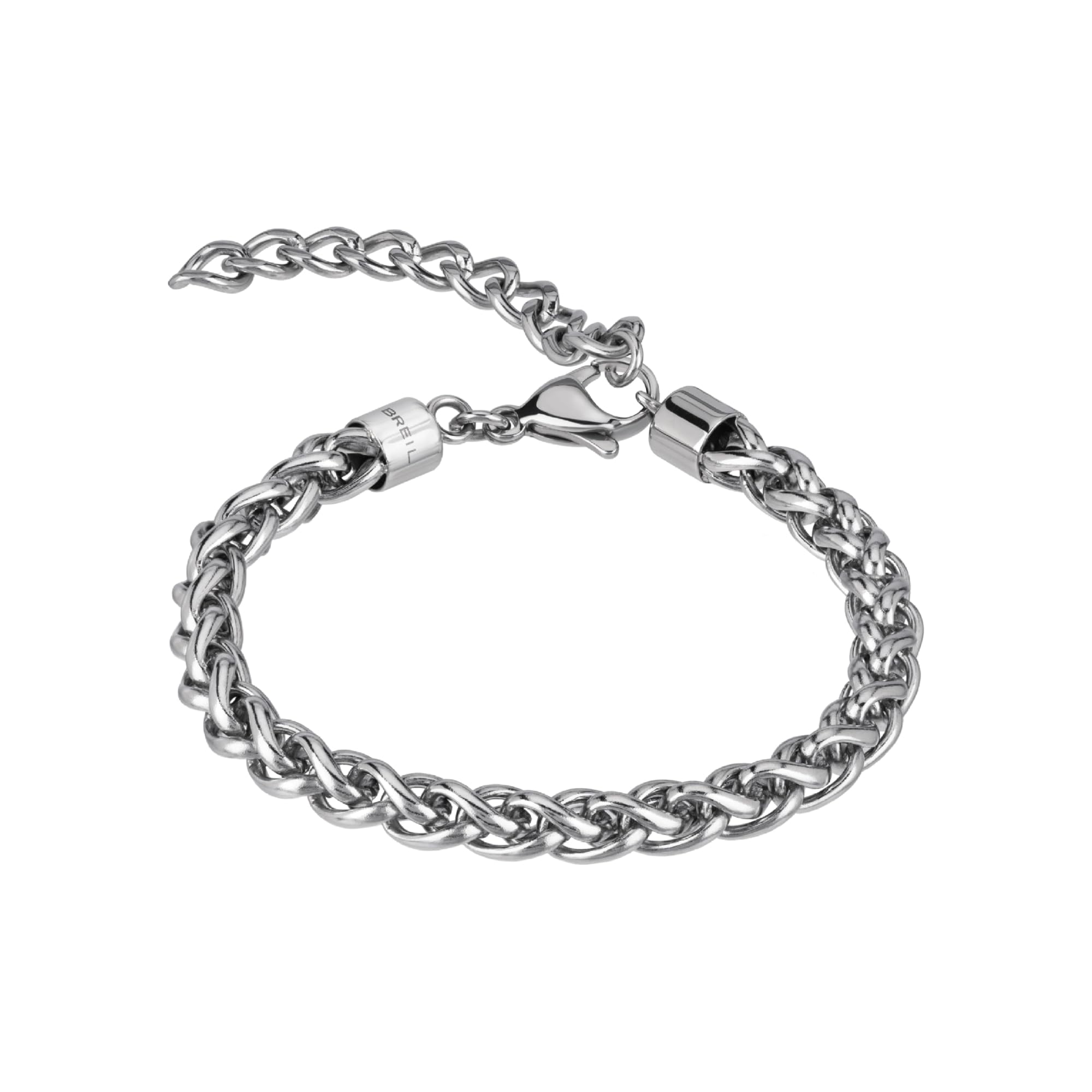 Breil, Collezione Jox, Bracciale Uomo, in Acciaio Lucido Specchiato, con Particolare Catena Intrecciata, Accessorio Minimal ed Elegante, Lunghezza 17.50 cm, Silver