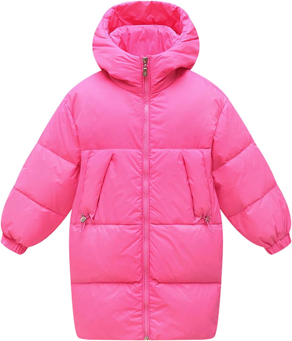 Boys Girls Long Puffer Jacket with Hood Down Winter Coats Kids Hooded Warm Windbreaker Overcoat 7-15 Years