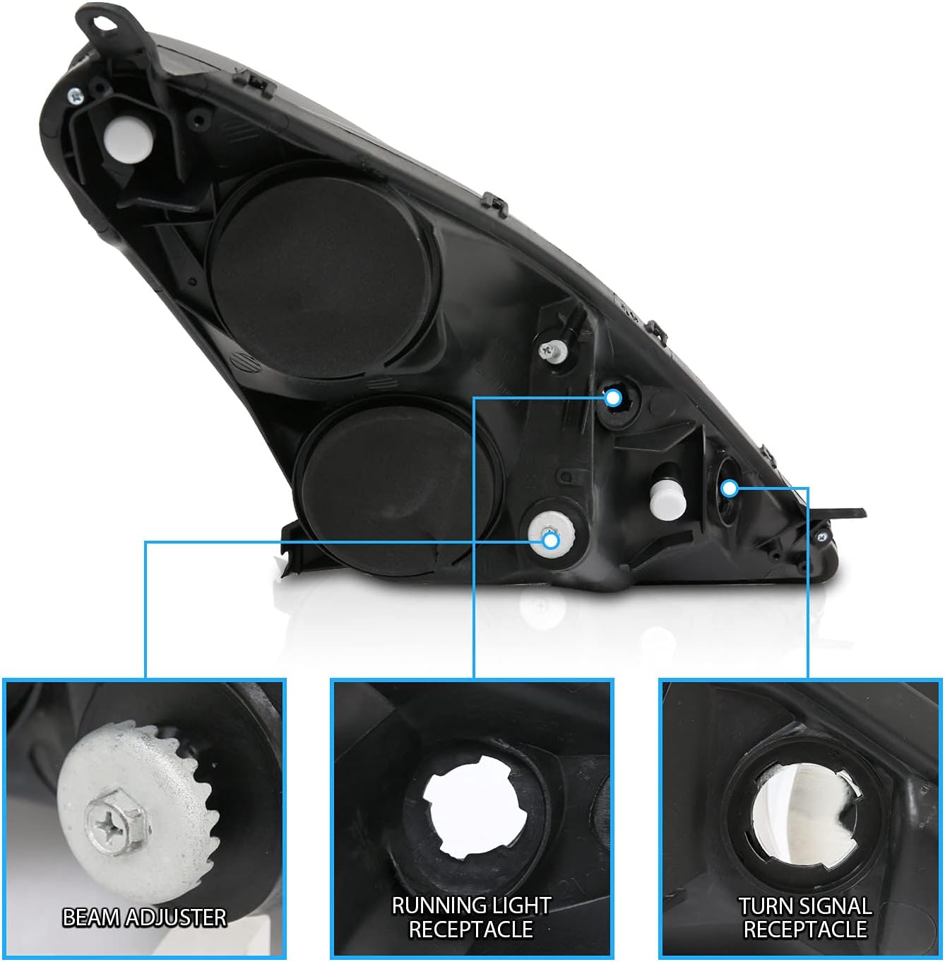 AmeriLite Headlights Black for Toyota Celica - Passenger and Driver Side