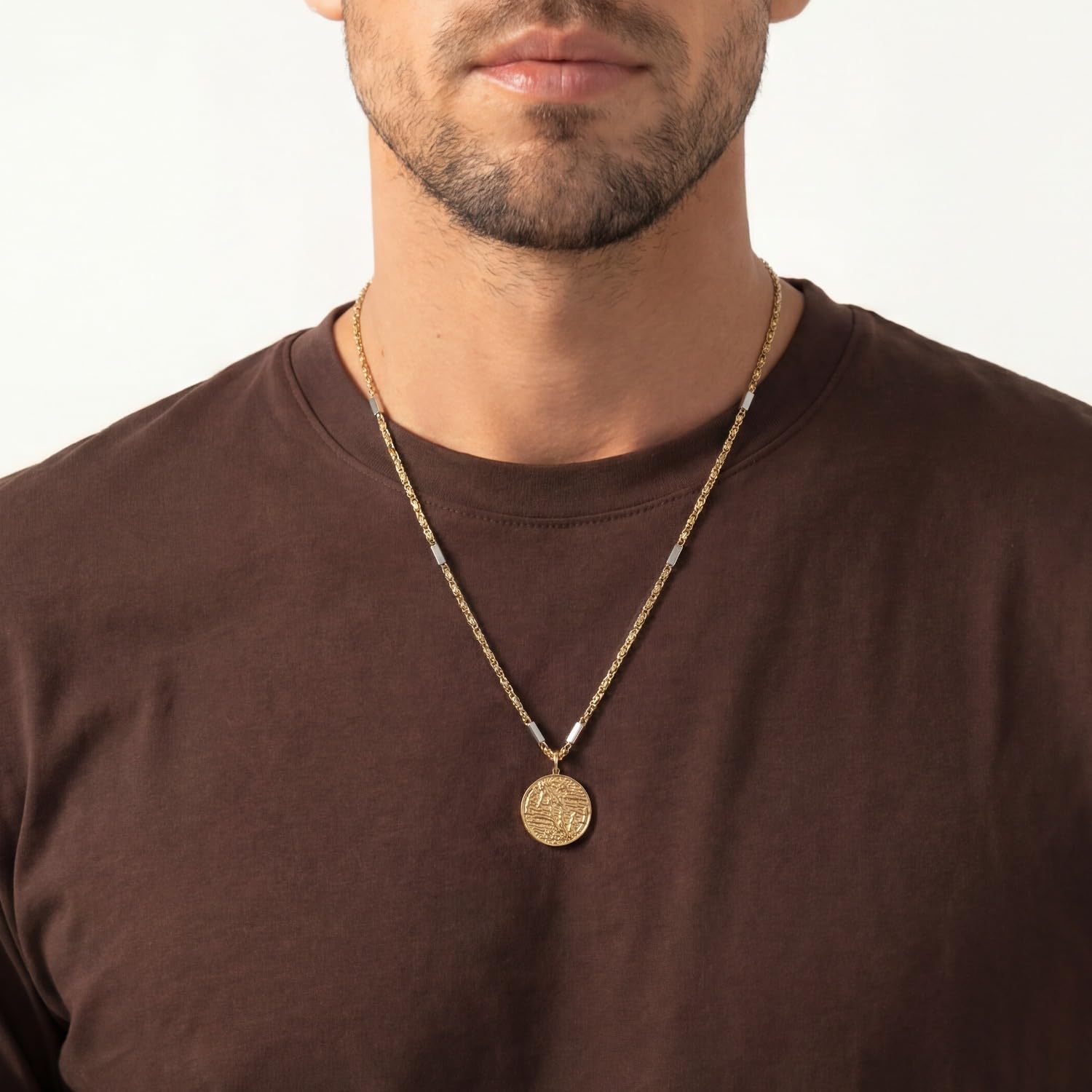Purelei Herren Palm Coin Kette Edelstahl Bicolor 55-60 cm
