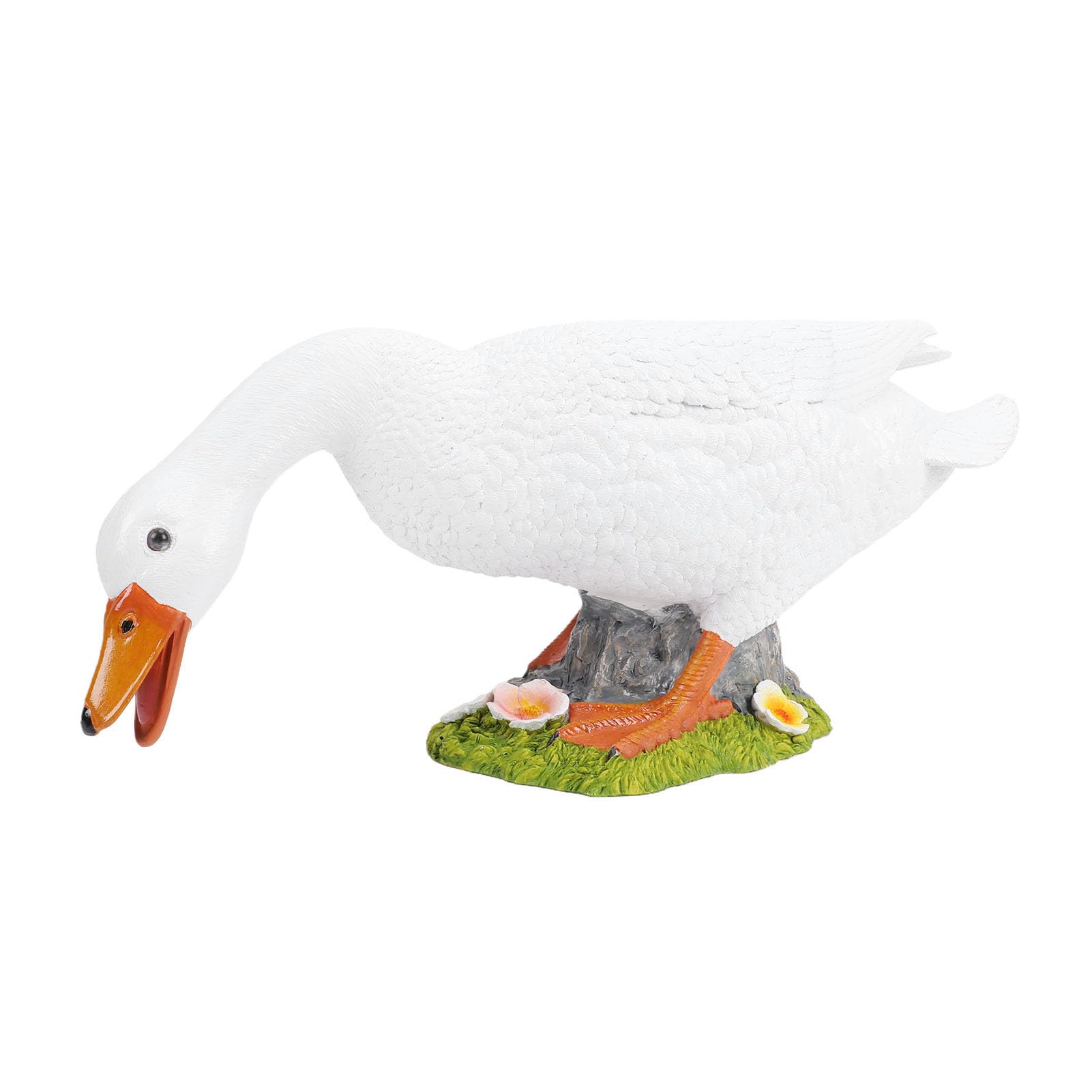 SIXRUN Statua di Anatra Scultura in Resina Dipinta a Mano di Anatra 20,67 X 7,09 X 8,66 Pollici Design Realistico di Foraggiamento Decorazione Esterna Resistente Agli Agenti Atmosferici per Giardino,