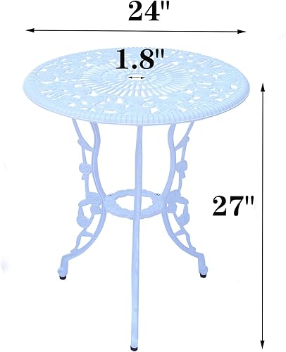 Miniatura 4 de Juego de 3 piezas de aluminio fundido para exteriores, mesa y sillas al aire libre, juego de 2 con agujero para sombrilla para patio, jardín y