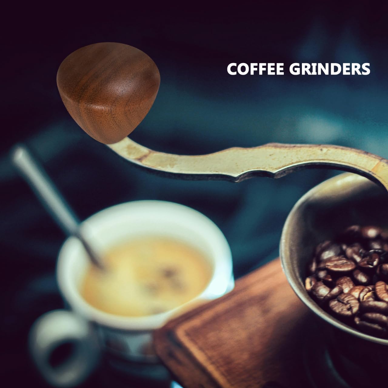 Manual Coffee Grinder Replacement Crank Handle Wood Knob Comfortable Grip Detachable Accessory for Espresso Mill