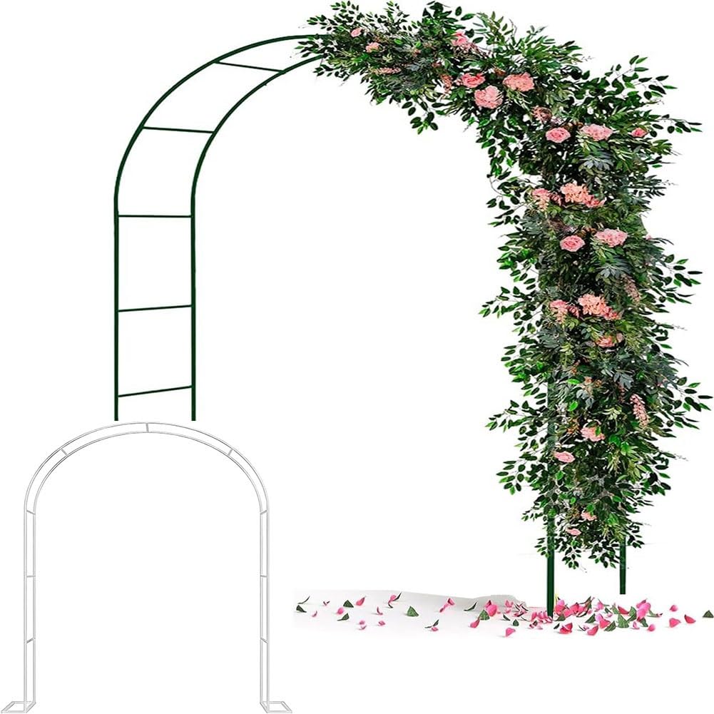 Rośliny pnące, altana ogrodowa, metalowa krata, łuk na róże, pogrubione dekoracje ślubne, łuk imprezowy z podstawą 140 x 180 x 40 cm (biały) - idealny do ogrodów i wydarzeń