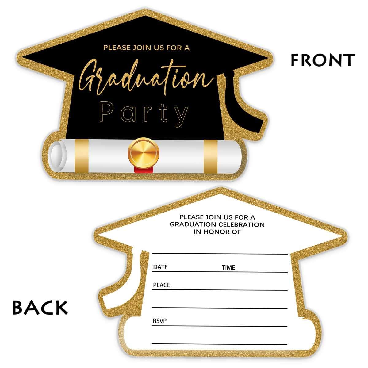SHLINCO Invitations for Graduation Party with Envelopes, College or High School Graduation Party Supplies (20 Invitations + Envelopes)- Hat