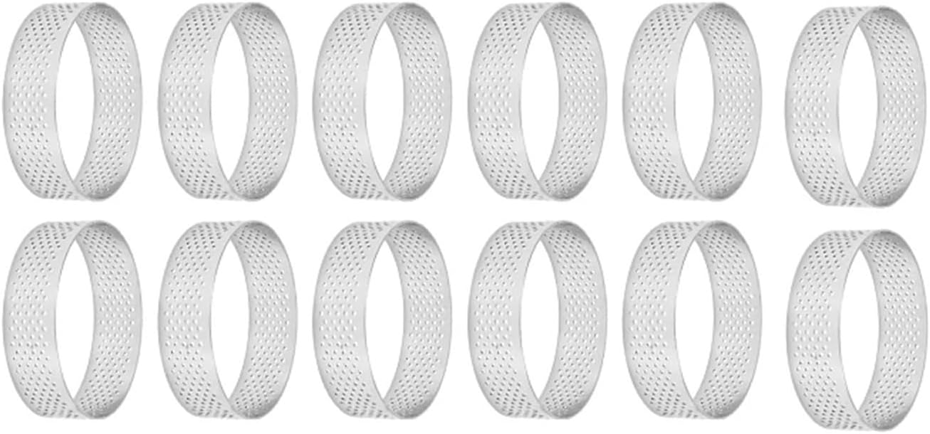 Cake Mould Baking Ring Stainless Steel Cake Ring 12 Pack 5cm Silver(12PCS (7cm))