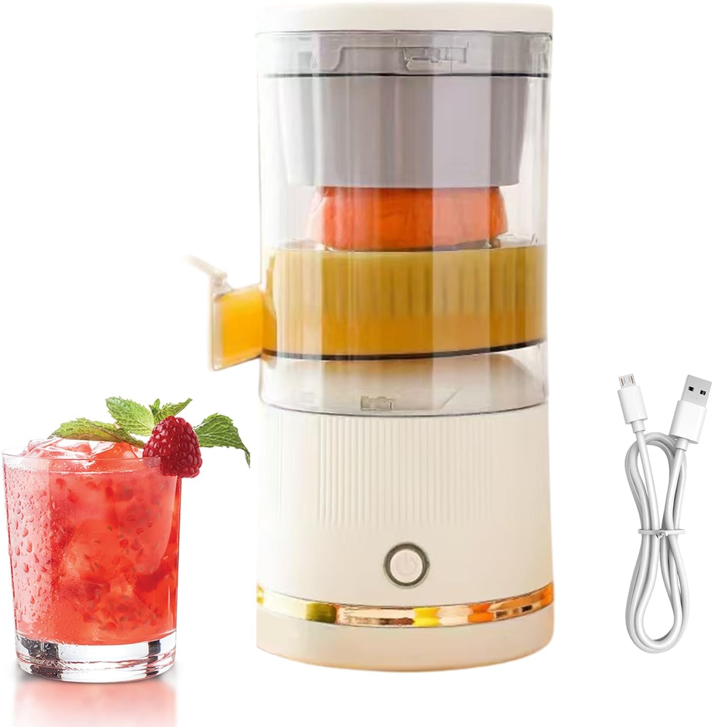 Automatic Separation Juicer | Citrus Fruit Press Machine, Orange Juice Squeezer With Portable Juice Container 7.4V Blender, Efficient Juicing For Lime Orange Grapefruit And Other Fruits