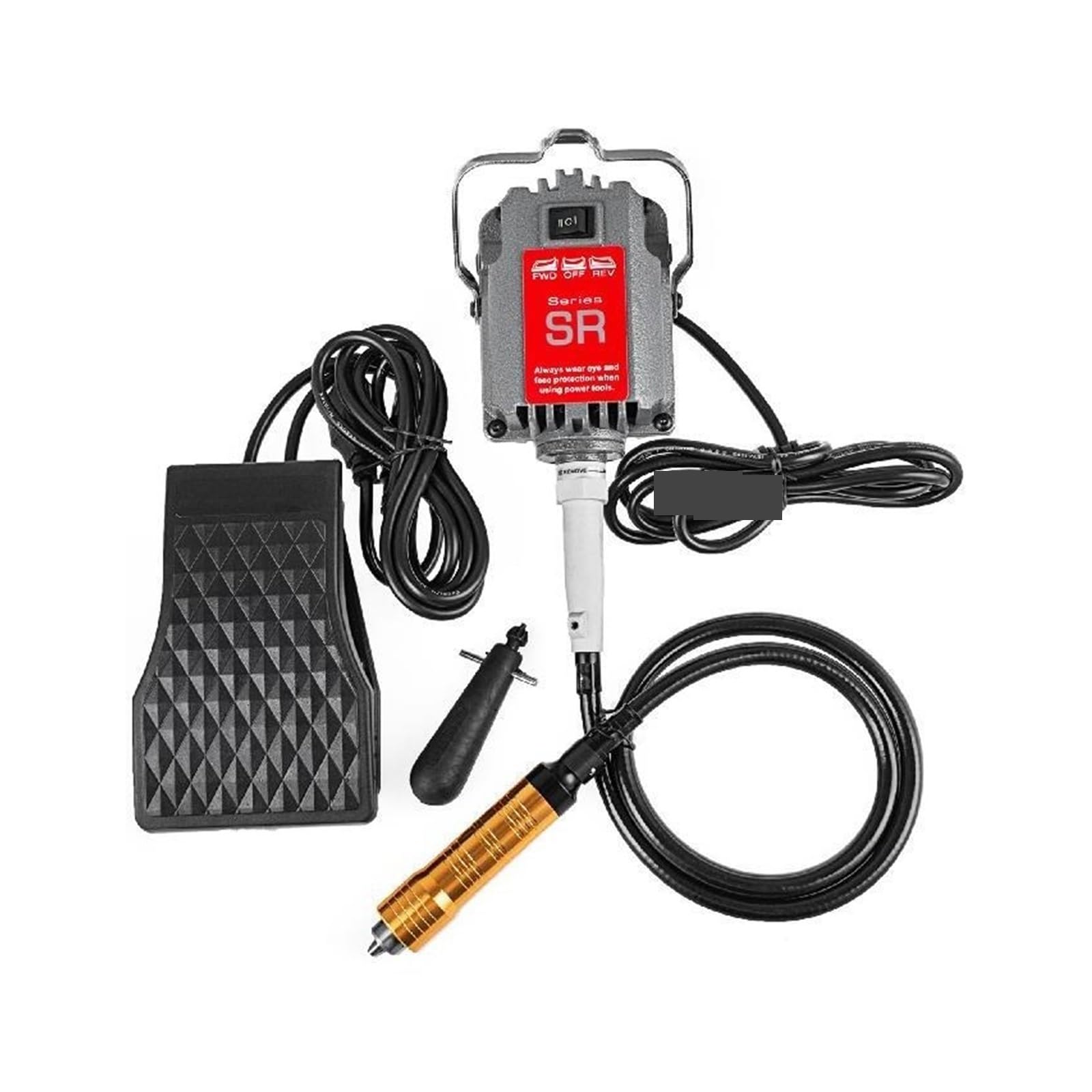Máquina para pulir joyas, Molino de eje flexible SR de 230W con Pedal de pie, mandril de 6,5mm, máquina pulidora de joyería Flexible for colgar, herramienta rotativa for tallado de piedra