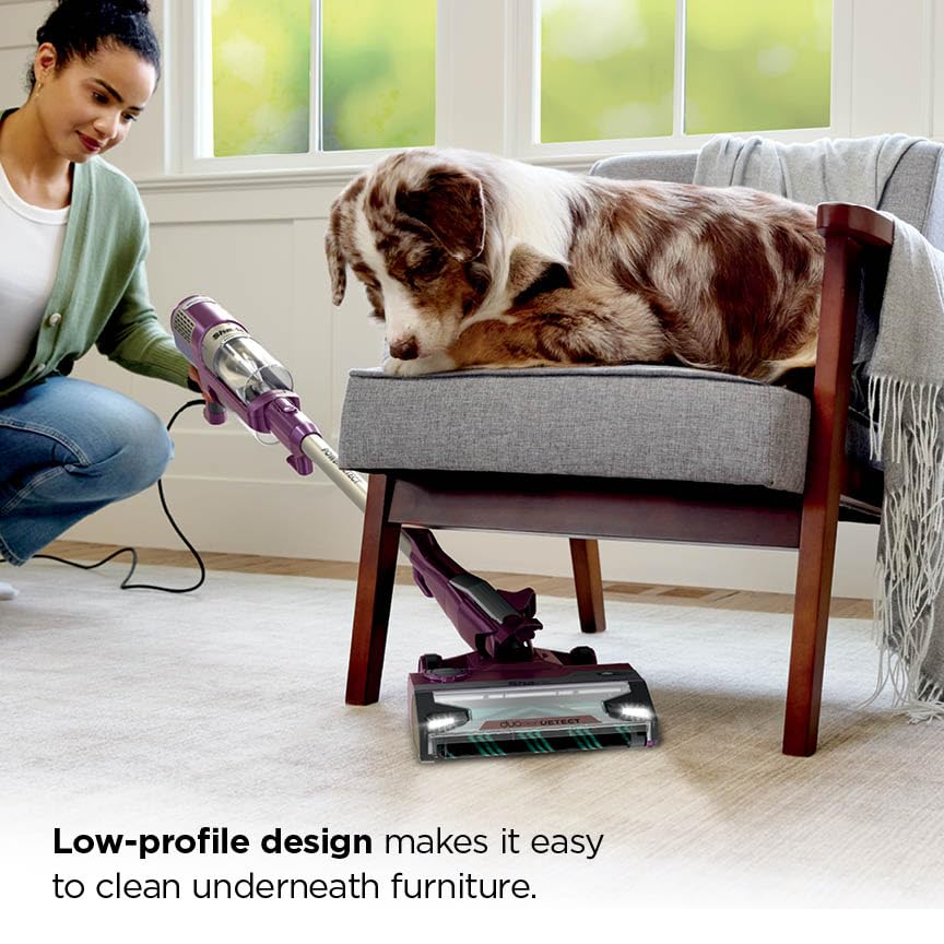 Image of Shark POWERDETECT Ultra-Light Corded Stick Vacuum with DuoClean Technology, Self-Cleaning Brushroll for No Hair Wrap, Anti-Allergen Complete Seal, and Odor Neutralizer Technology, Purple, HZ4001AMZ