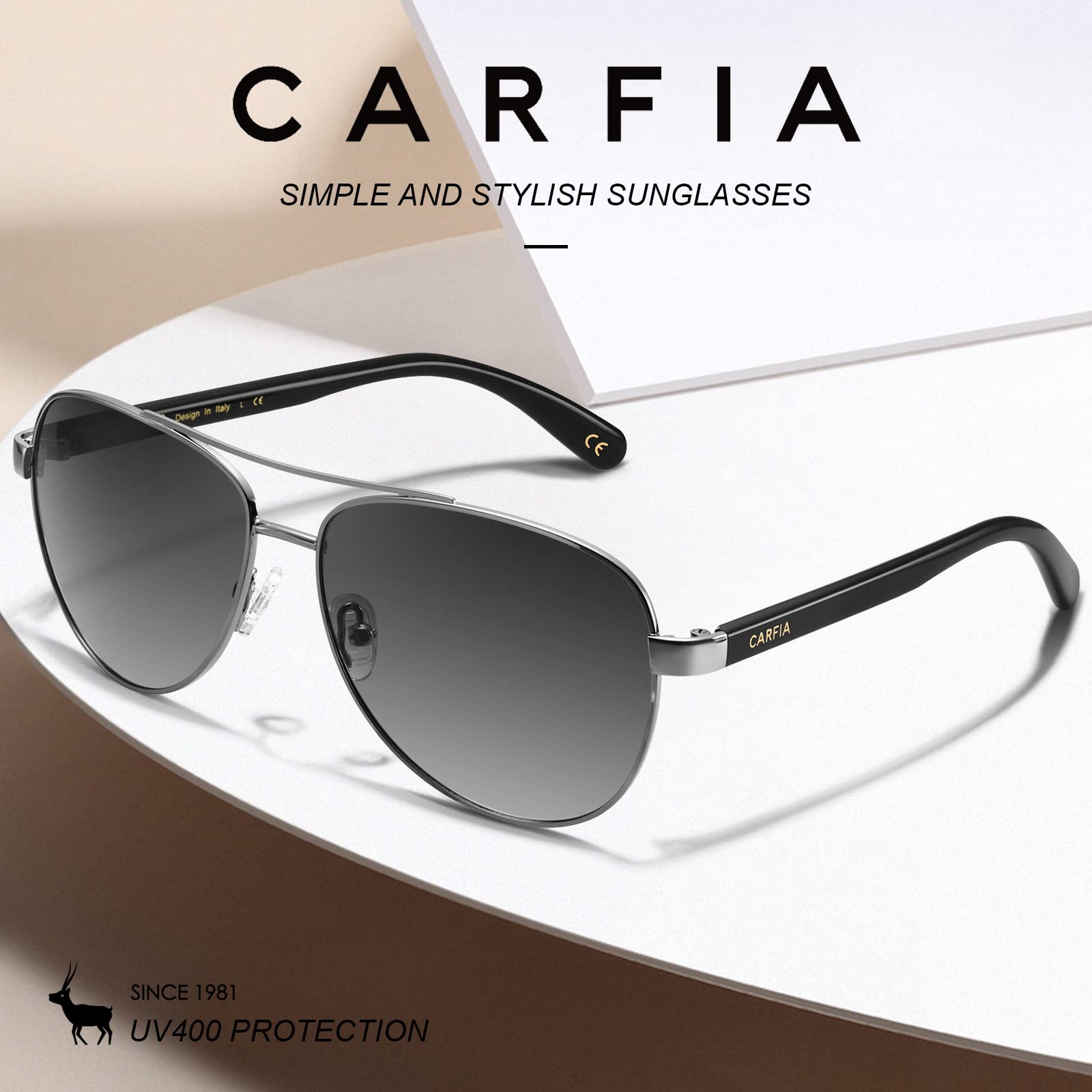CARFIA Retro polaryzacyjne damskie męskie okulary przeciwsłoneczne UV400 ochrona na zewnątrz jazda sport z metalową ramą, X: Srebrna Ramka Gradient Szary Soczewka, 1