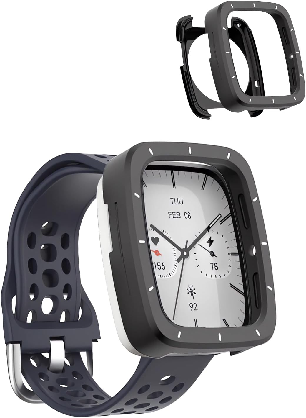 [2 in 1] Metal Case for Amazfit Active 2 (Square) Smart Watch, TPU Back Cover Easy to Install Stainless Steel Bezel (Black)