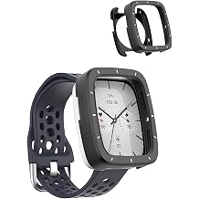 [2 in 1] Metal Case for Amazfit Active 2 Square Smart Watch, TPU Back Cover Easy to Install Stainless Steel Bezel Black