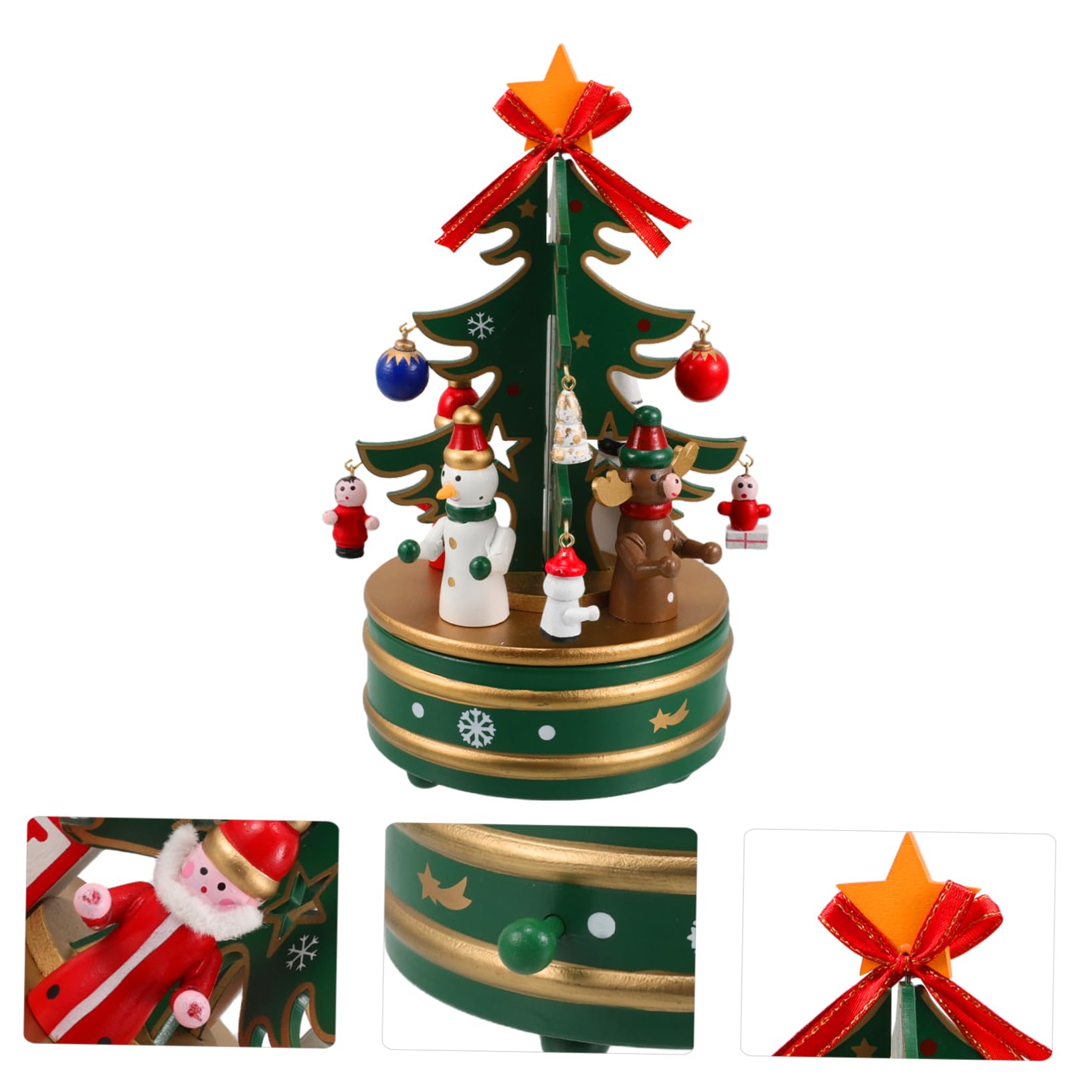 VICASKY Carillon in Legno a Forma di Abete Verde, Musicale e Rotante, Decorazione Natalizia per Regali e Arredare Ambienti dal Design Incantevole Stili Multipli