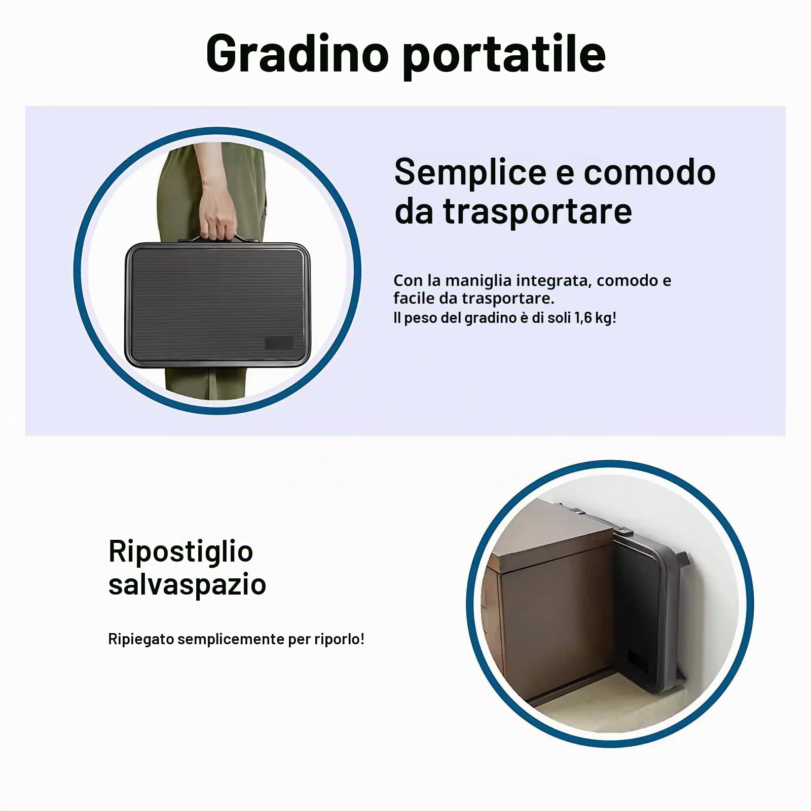 Sgabello pieghevole in acciaio, da campeggio, con tappetino antiscivolo, piccolo e compatto per i lavori di casa, la cucina, il bagno, il campeggio e molto altro, portata fino a 130 kg.
