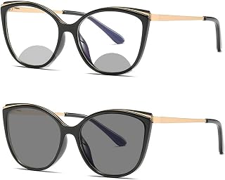 Transition Photochromic bifocal Cat Eye Progressive Multifocal Presbyopic Reading Glasses Sunglasses for Women Readers