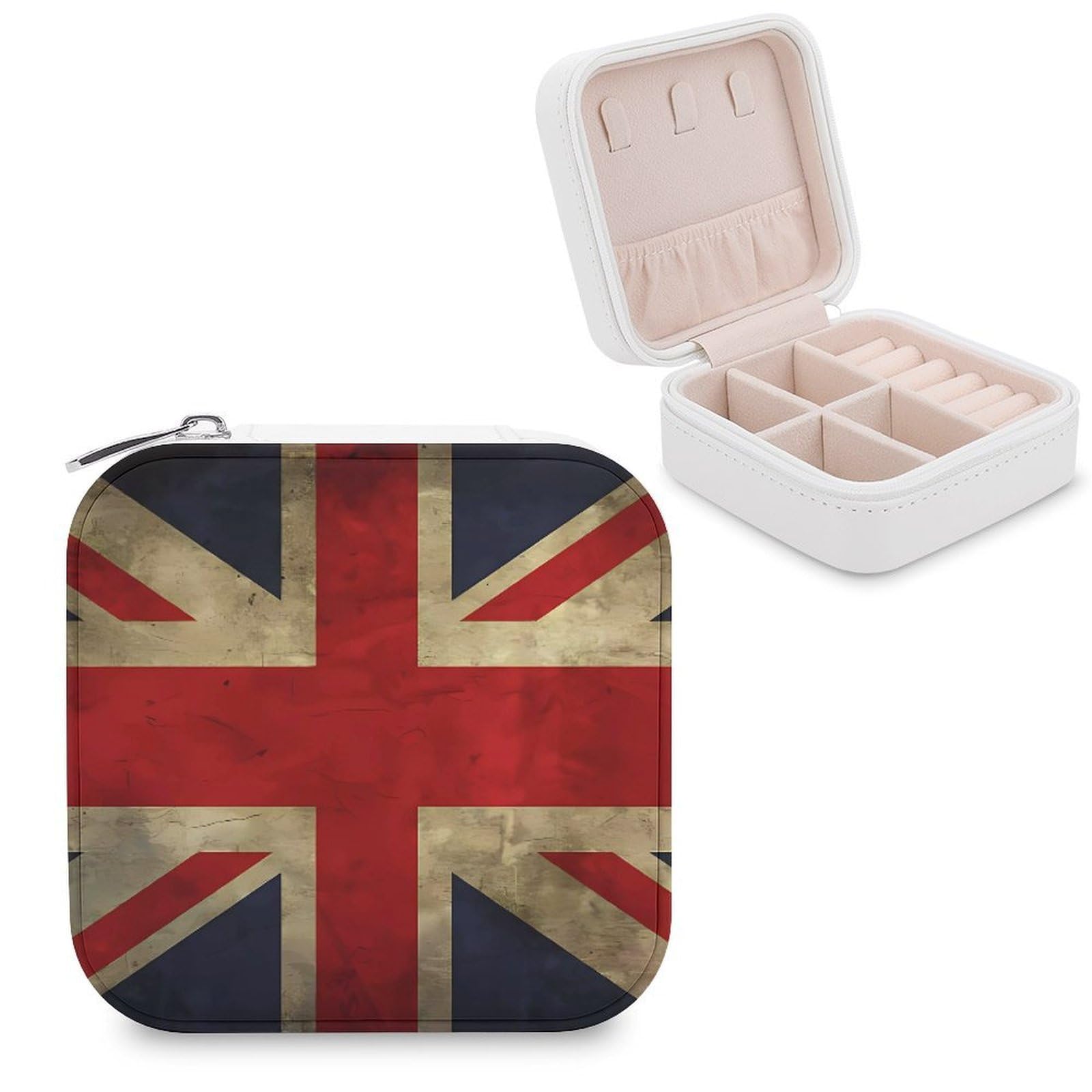 VstaDank British Flag Jewelry Box for Women Custom Travel Jewelry Case Personalized Travel Jewelry Boxes Small Portable Jewelry Organizer Box for Rings Necklaces Bracelets Earring