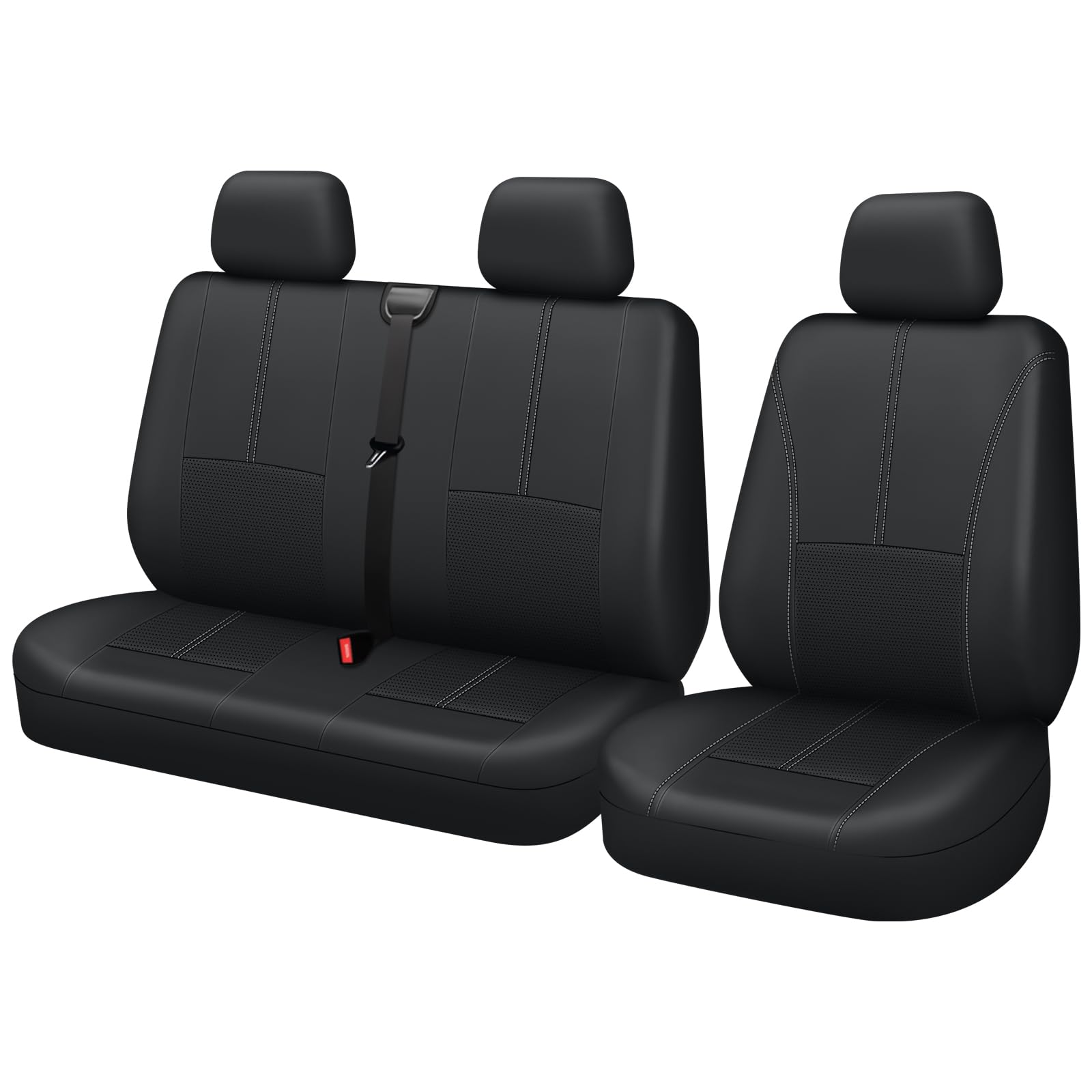 TOYOUN PU Leather Van Seat Covers Seat Protector Universal Fit Most Vans Trucks Lorry Front Seat Cover Single Driver and Double Passenger 2+1 Seat Covers