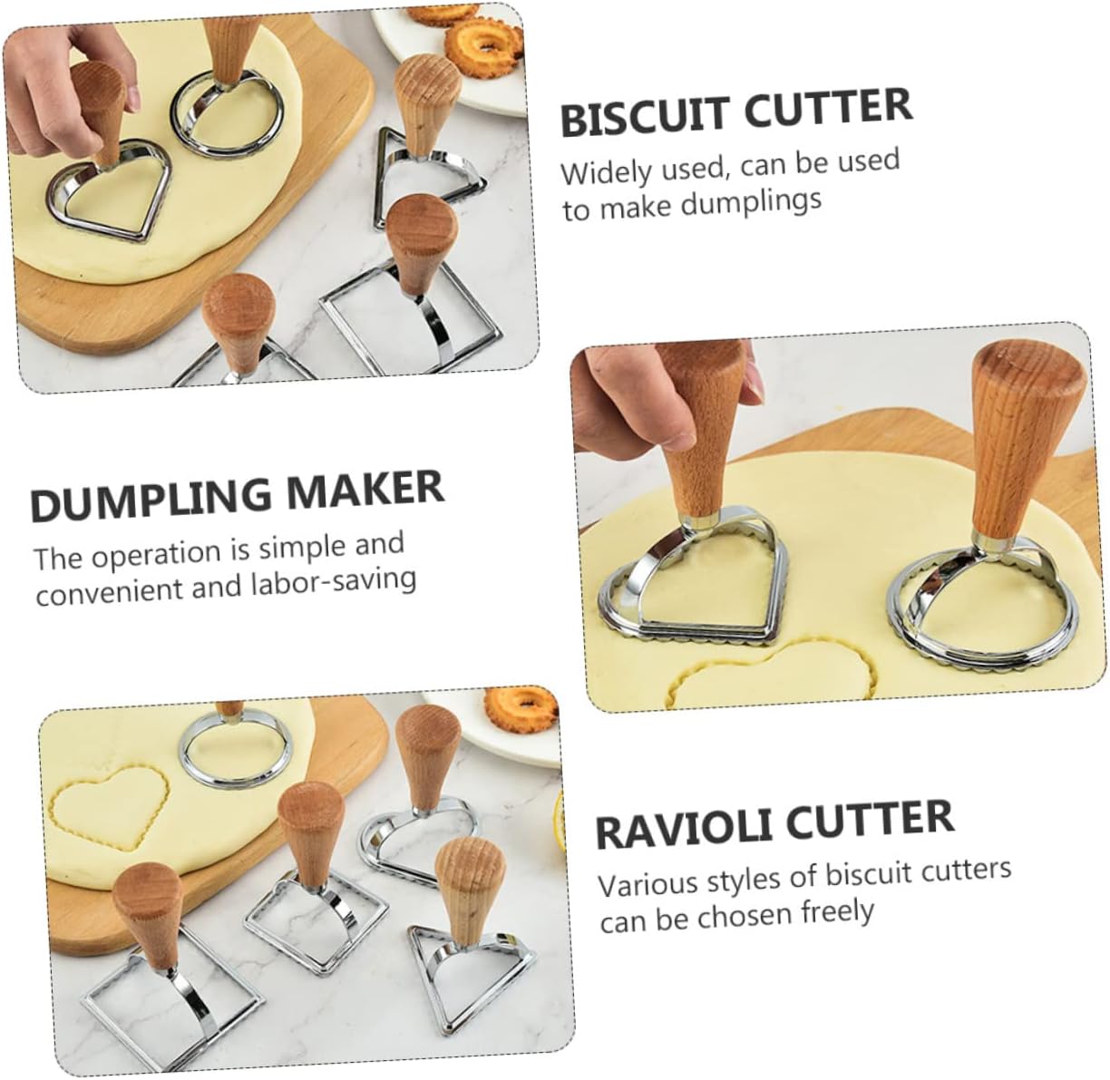 Zerodeko Stainless Steel Biscuit Cutters Dumpling Maker Ravioli Stamp with Ergonomic Handles for Effortless Dough Shaping Baking and Cooking