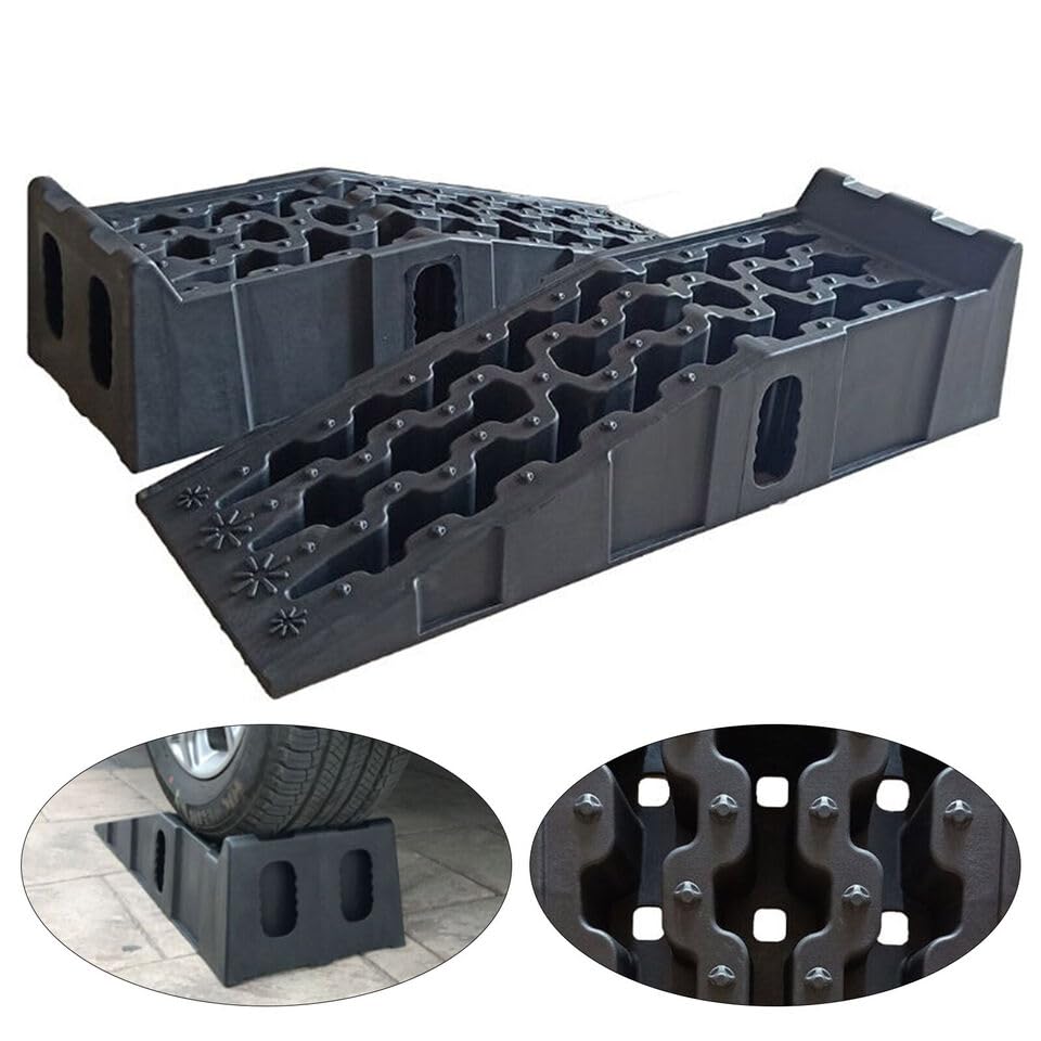 Rampa de plástico para coche, 1 par, 7,25 tonos, rampa de acceso para vehículos pesados, automóviles, camiones, capacidad de carga de 16000 lbs