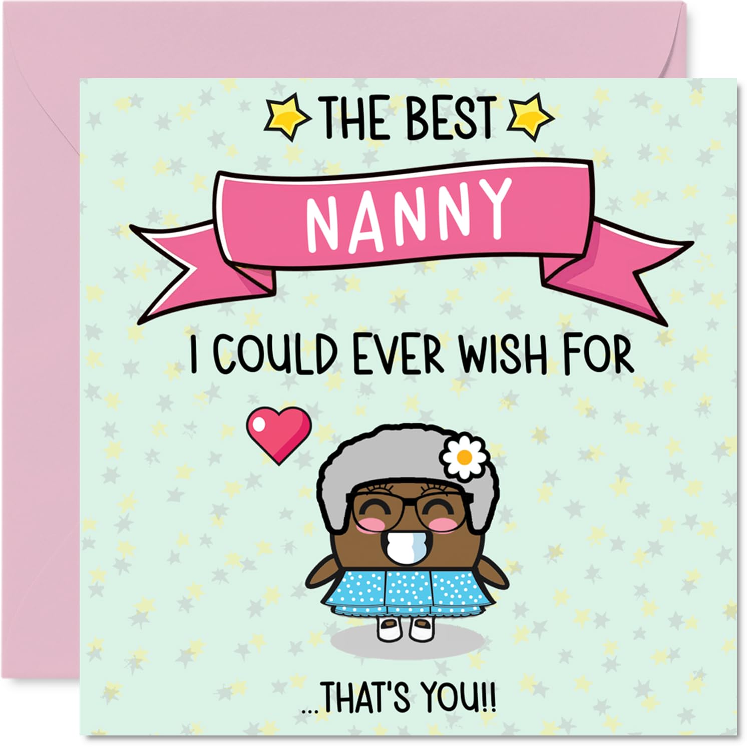 Nanny Birthday Card - The Best I Could Ever Wish For - Happy Birthday Card for Nanny from Grandson Granddaughter, 145mm Cute Bday Greeting Cards