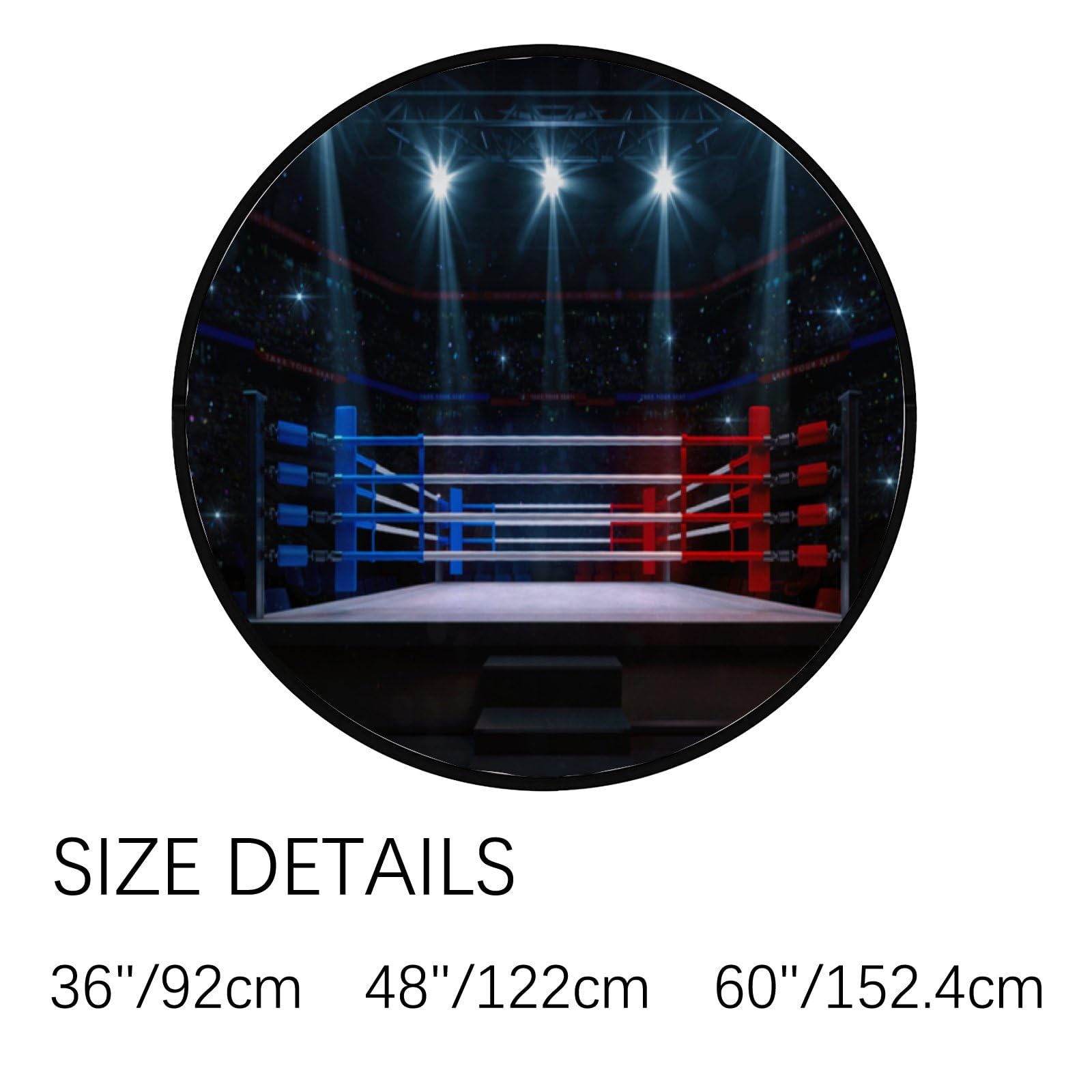 Round Rug Nursery Area Rugs Boxing Fight Ring Play Room Mat Non-Slip Floor Mats Soft Absorbent Carpet for Living Room Bedroom Kitchen Polyester 3Ft
