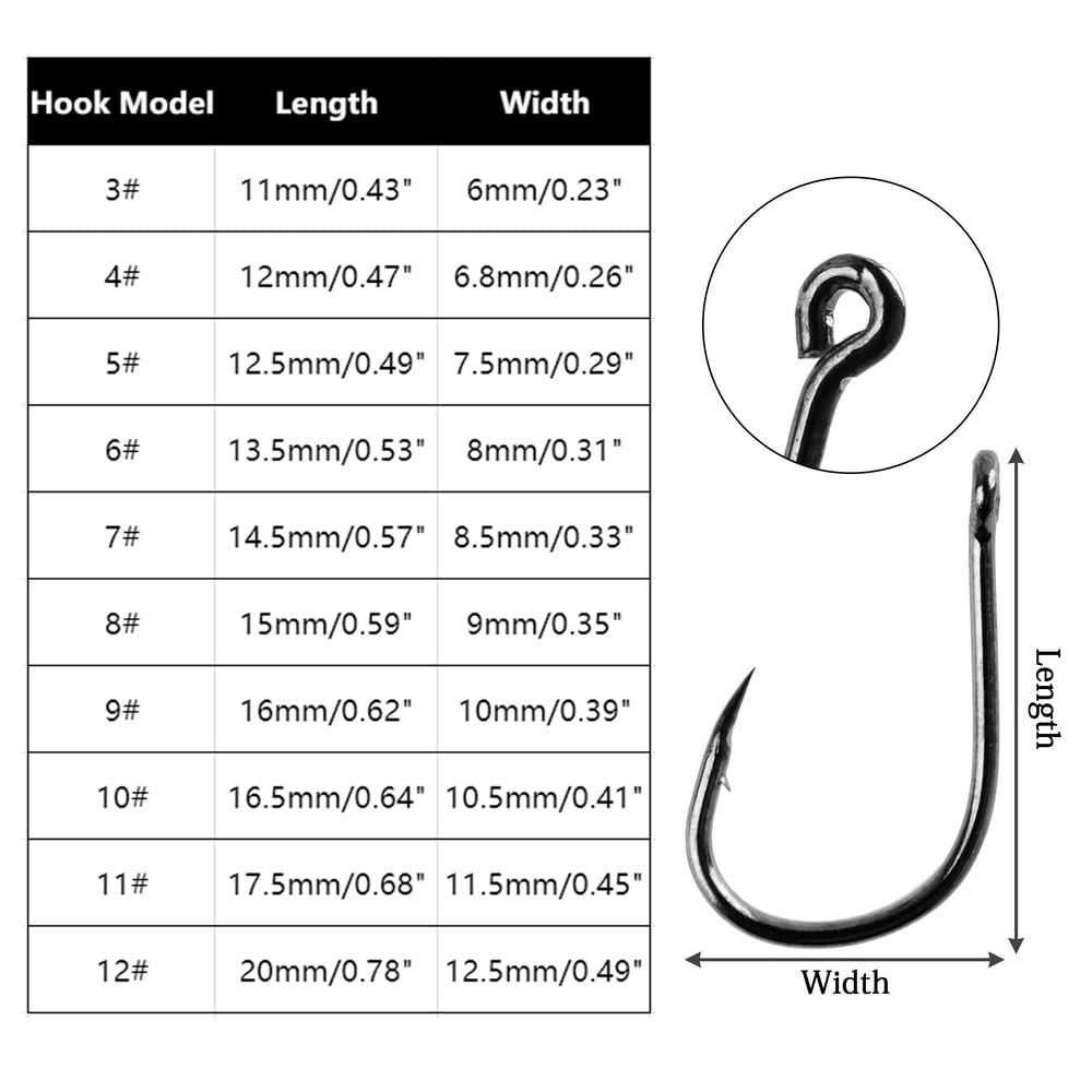 Lot de 100 hameçons barbelés en acier au carbone avec boîte à compartiments, Accessoires Peche pour poissons d'eau douce et salée Noir