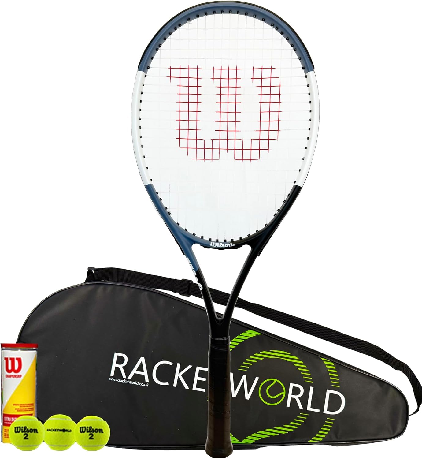 Wilson Nemesis Team 103 Graphite Tennis Racket with Premium Racket Cover & Tennis Balls (4 1/4 inches (L2))