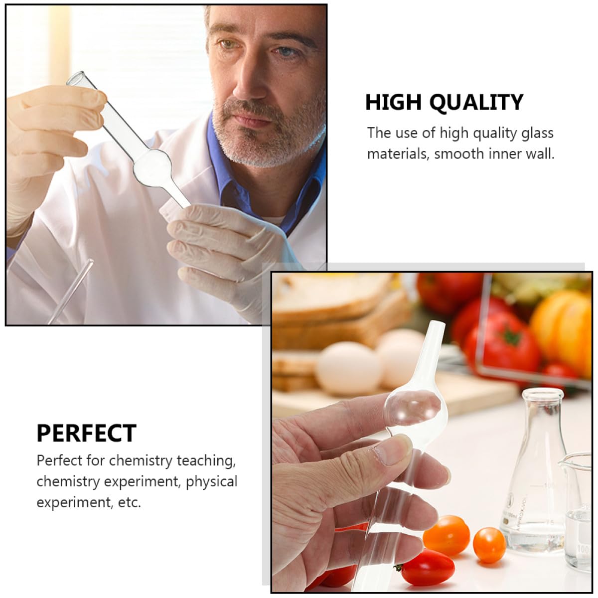 Einkugel Trockenröhrchen und Laborbedarf mit Glatter Innenwand für Chemieunterricht und Schönem Design aus Glas 5 Stück von Schülern