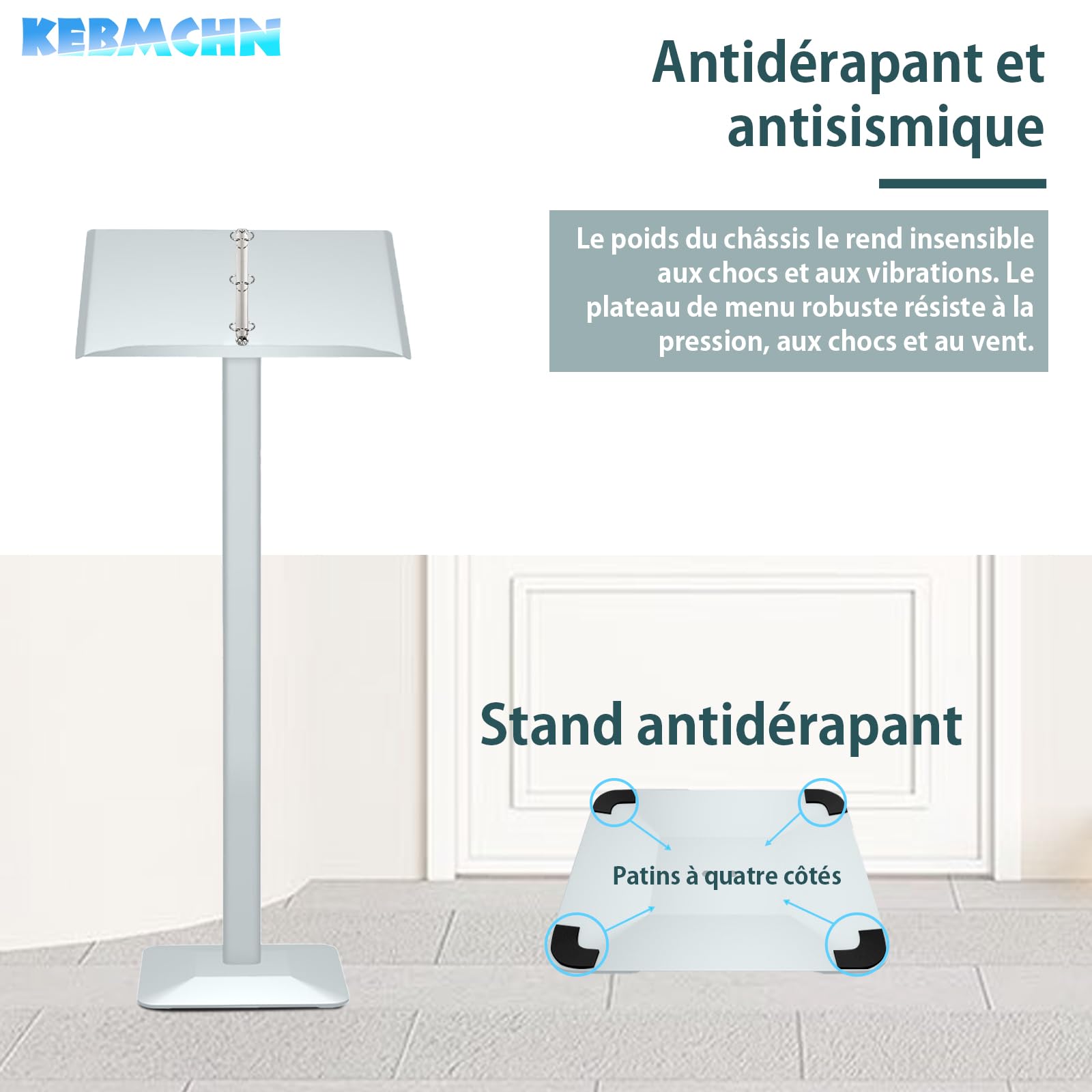 Porte menu restaurant extérieur 49x35 cm, noir, support d'affichage, porte-informations, cartes de menu, panneaux publicitaires, comme classeur ou comme présentoir d'information （argent）