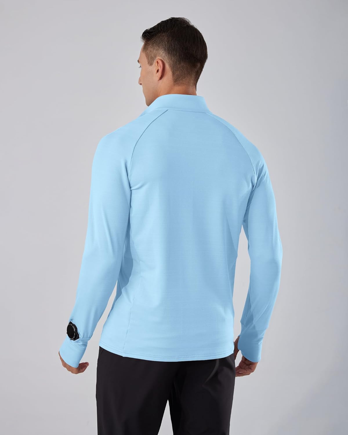 Locachy Men's Lightweight Quick Dry Athletic Jacket Full Zip Stand Collar Running Workout Performance Shirt - Image 2