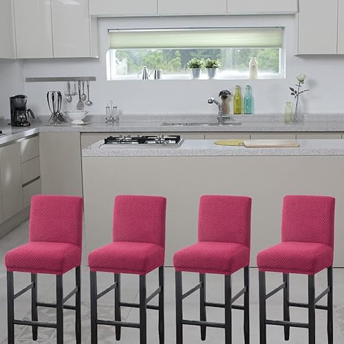 Miniatura 2 de HFCNMY Fundas para taburetes de bar, paquete de 4 fundas elásticas para taburetes de bar con respaldo, fundas de taburete de bar de jacquard con