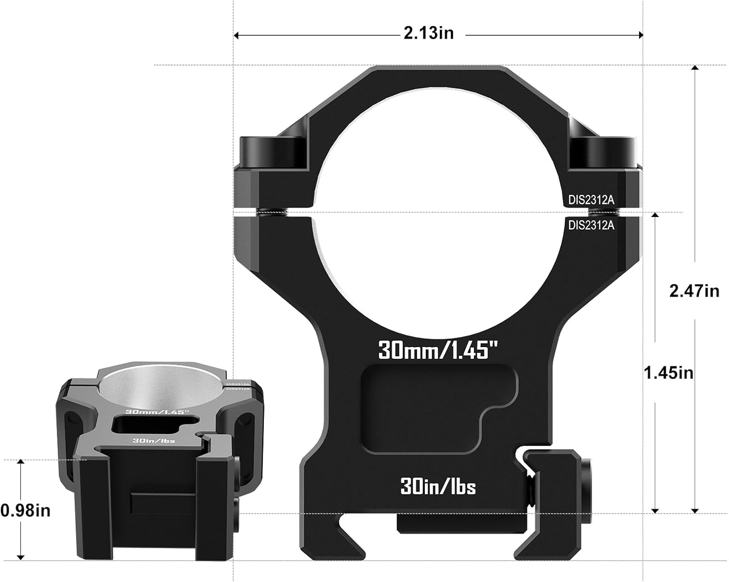 7075 Series Aluminum 30mm 34mm 1 inch Scope Rings, High Precision Pre-lapped Picatinny Scope Rings, Medium/High/Low Profile Scope Mount for Picatinny Rail