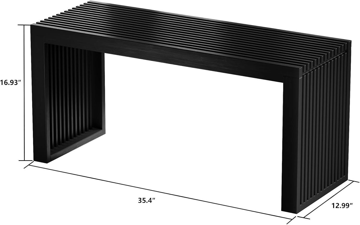 Bamboo Dining Bench, 35 inch Farmhouse Decor Indoor Kitchen Table Bench, Entryway Shoe Rack Bench, Outdoor Bench, Solid Bamboo Benches for Living Room, Hallway, Bedroom