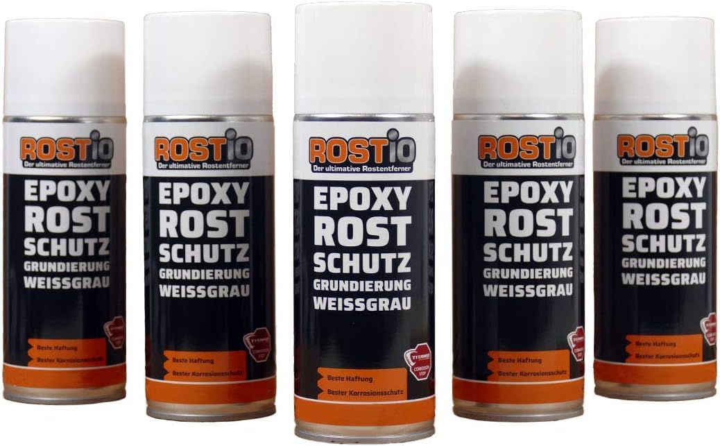 Rostio Primer epossidico 1 K | EP base antiruggine | protezione dalla corrosione | riempimento primer antiruggine | Asciugatura rapida (5 pezzi)