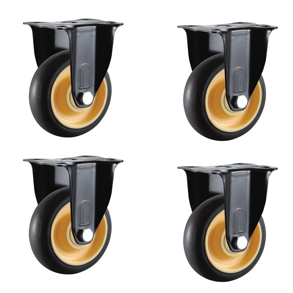 Roulettes pivotantes pour meubles en caoutchouc TPR avec double verrouillage x4