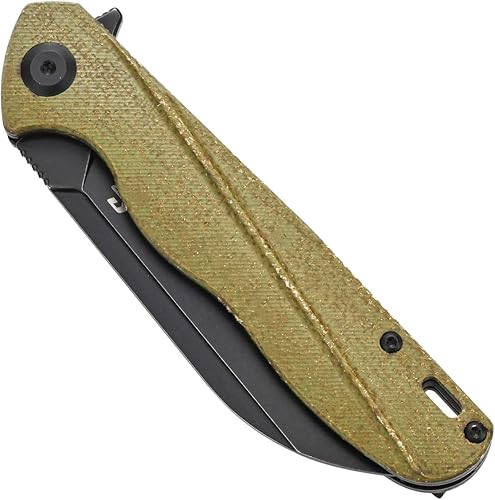 Miniatura 4 de Sitivien ST103 - Cuchillo plegable, hoja de acero D2, mango Micarta EDC para exteriores, campamento, caza, supervivencia (verde)