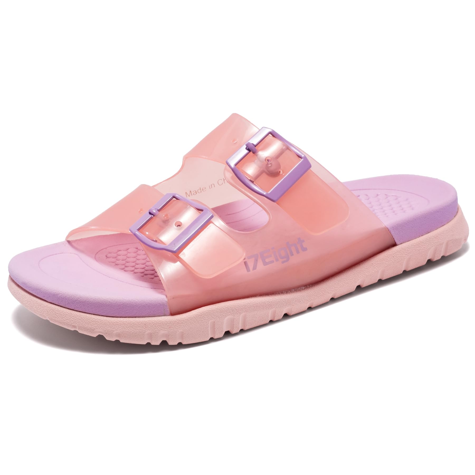 i78 Kids Double Buckle Adjustable Arch Support Flat Non-slip Sandals for Girls?PINK little_kid 2?