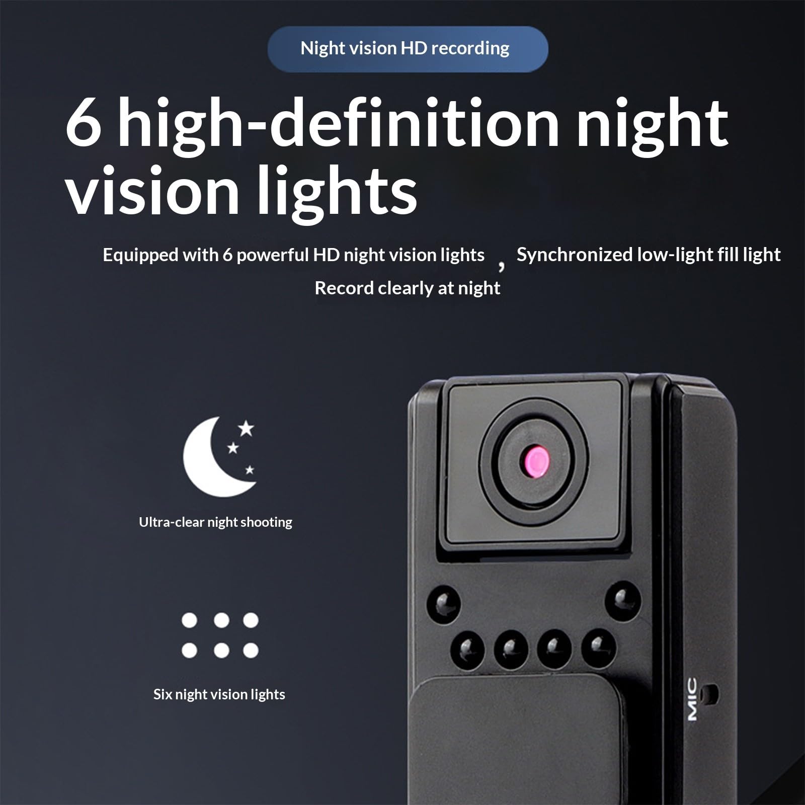 Action camera ad alta risoluzione 1080p con attacco per evidenziare visione notturna e registrazione del ciclo, per sport all'aperto e uso professionale, conferenze, sport all'aria aperta, viaggi, uso