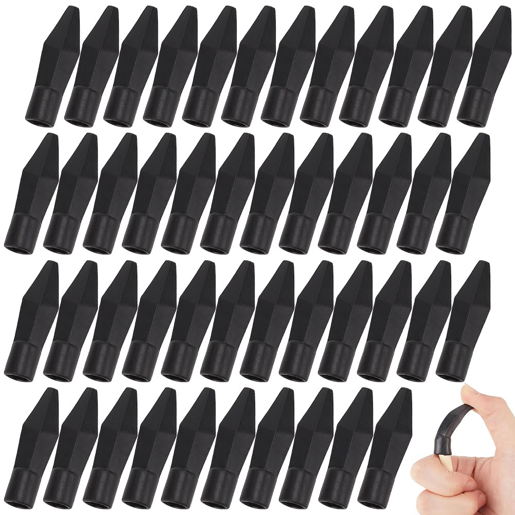 BENECREAT 80pcs Pointes de Flèche en Caoutchouc Souple Noir, Pointes de Flèche Sécuritaires à Coller pour Débutants en Pratique de Tir à l'arc Intérieur Extérieur, Diamètre Intérieur: 8mm