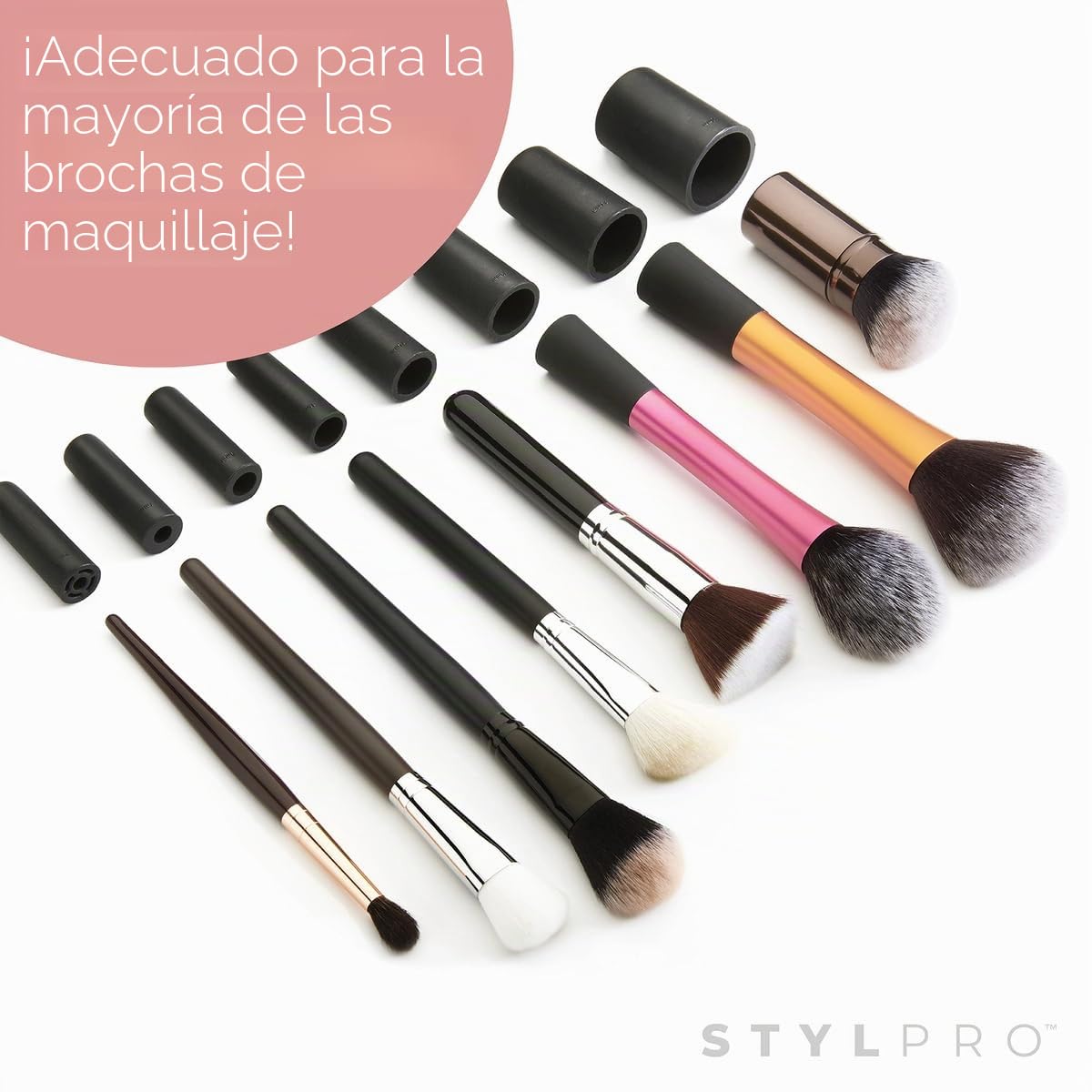 STYLPRO: Limpiador de cepillos eléctrico con 8 pinzas, secado rápido, rotación automática, recipiente resistente al calor. Ahorra tiempo y es eficaz.