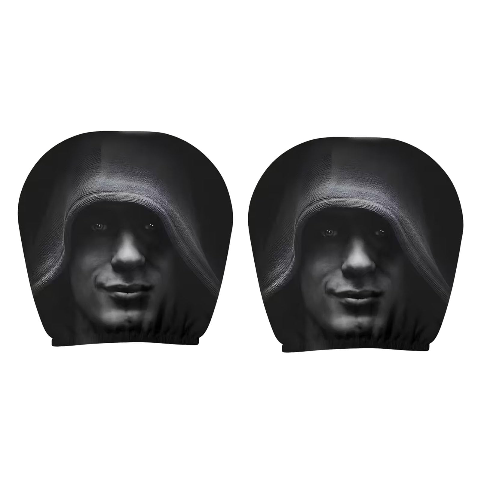 Introti 2Pcs Ghost Face Headrest Covers Breathable Scary Print Headrest Protector Washable Elastic Spooky Headrests Cover for Auto/Vehicle/Truck/SUV (Style C)