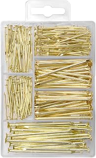 Nails Assortment 250-Pieces 4 Sizes, Brass Plated